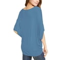 thumbnail image 4 of Made by Johnny Women's Scoop Neck Half Sleeve Batwing Dolman Top L DENIM, 4 of 6