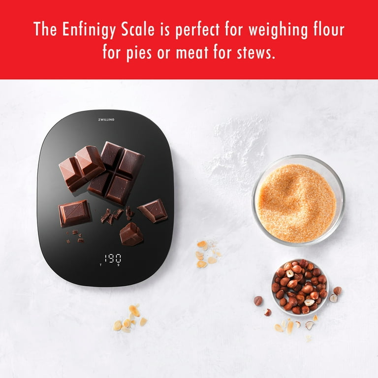 ZWILLING Enfinigy Digital Kitchen Food Scale, Max weight 22lbs, Grams &  Ounces, .1-gram Accuracy, Black 
