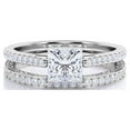 thumbnail image 2 of JeenMata 1.75 ct - Princess Cut Moissanite - Pave Band - Simple Antique Engagement Ring Set - 10K White Gold, 2 of 7