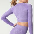 thumbnail image 4 of Mujeres Yoga Crop Top O Cuello Manga larga Puntos Bodycon, 4 of 6