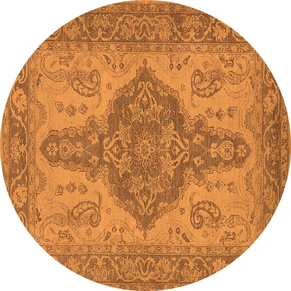 Ahgly Company Indoor Round Oriental Orange Traditional Area Rugs, 3' Round