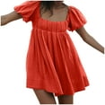 thumbnail image 6 of TMOYZQ Women's 2025 Summer Short Puff Sleeve Casual Short Mini Dresses Tie Back Square Neck A-Line Sundress, 6 of 9