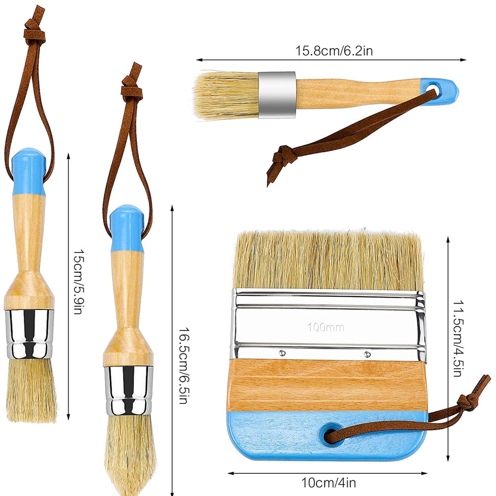 DIYARTZ Chalk & Wax Paint Brush (Set of 3) for Waxing & Painting Projects –  100% Natural Boar Bristles, Ergonomic Handles, Minimum Shedding – Smooth