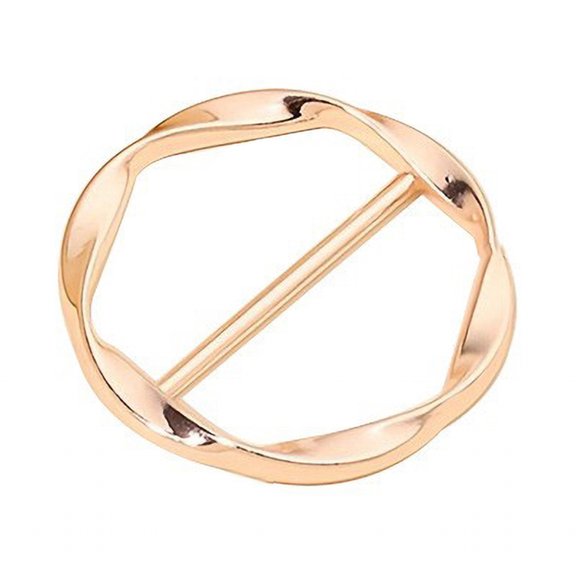 Xinwanna 1 Pc Women Scarf Ring Zinc Alloy Shirt Clips Twist Tee Knot Ring T-Shirt Ties Dress Clips Clothing Tightening Clip for Shirt Scarf Dress (Rose Gold)