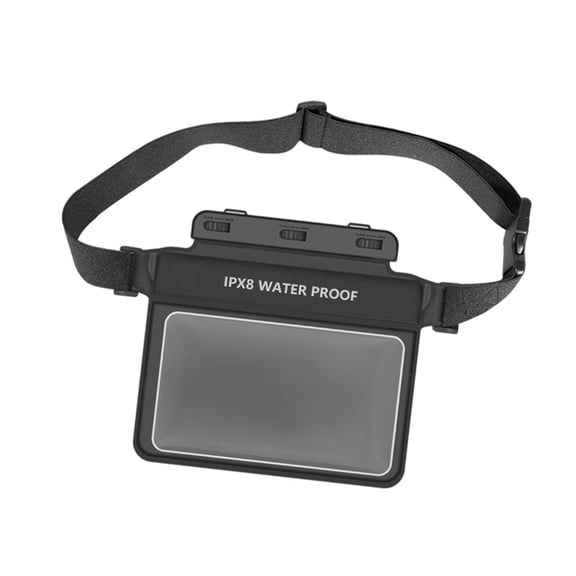 Riñonera impermeable para teléfono, bolsa de buceo, IPX8, impermeable, sumergible y seca Negro