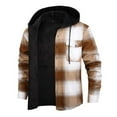 thumbnail image 3 of Mens Plaid Hoodies Winter Zip Up Jacket Sherpa Lined Warm Flannel Jacket Coat Men's inside hooded flannel shirt for outdoor activities,Orange3 S, 3 of 4