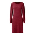 thumbnail image 4 of Women Knit Dress Puff Long Sleeve Dress For Fall Winter Round Neck Casual Tunic Dress Aline Summer Dresses for Women Mature Womens Dresses Long Summer Dresses for Women Beach Dress for Women Womens, 4 of 5