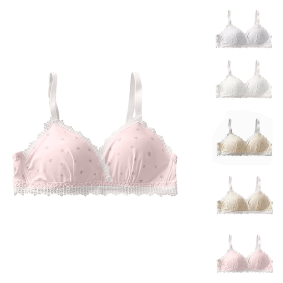 Avtoify Women's Student Girl Gathered Bra Summer Womens Bras Thin Soft No Steel Ring Breathable Teen Lingerie