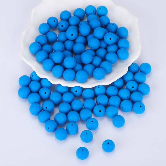 Round Silicone Focal Beads Royal Blue 15mm Hole: 2mm