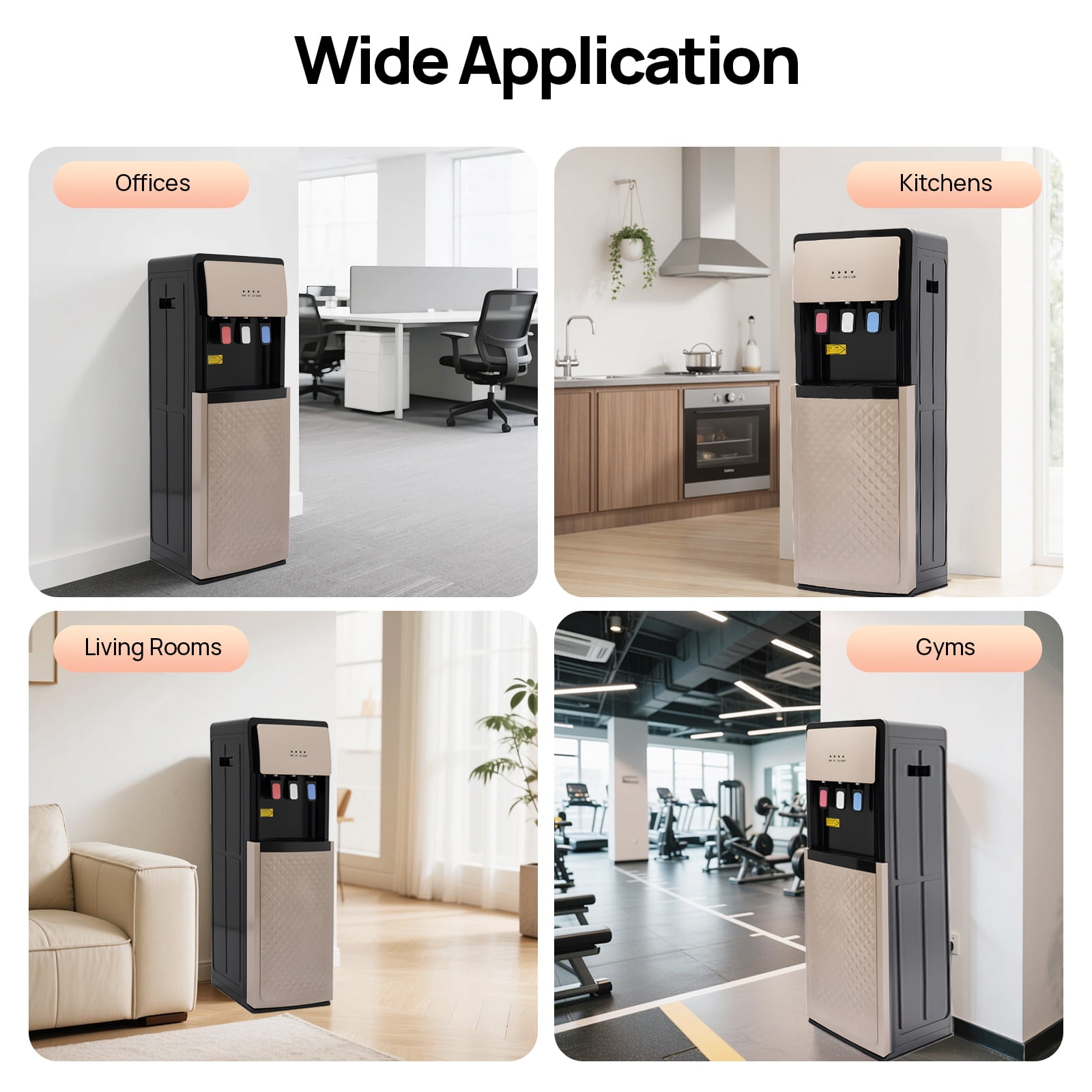 Bottom Loading Water Cooler Dispenser with Hot, Cold, and Room Temperature Anti-heating Device Overheating Protection Water Shortage Alarm