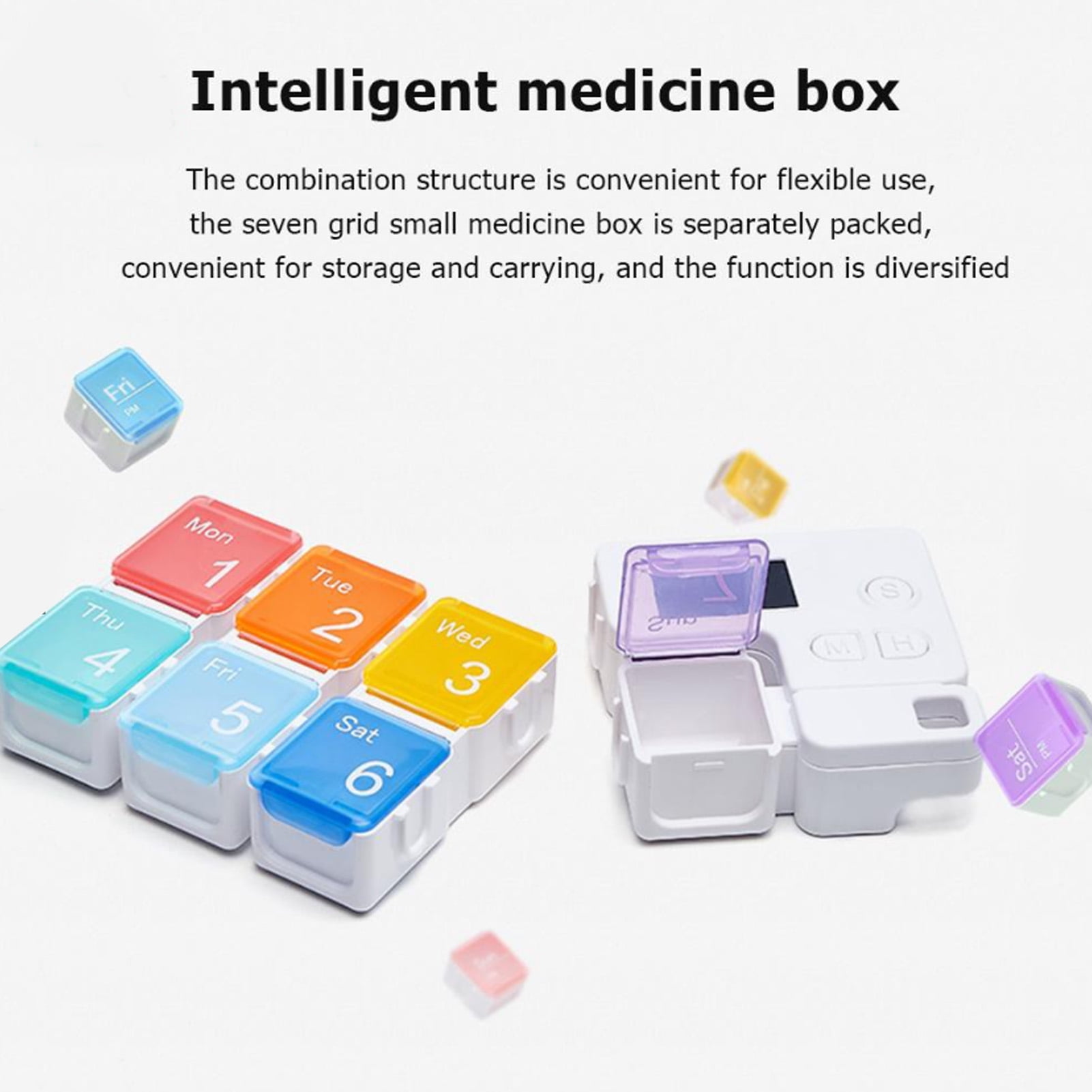 KALLORY 1 Pc Smart Pill Box Electronic Pill Organizer Digital Case Portable  Electronic Medication Reminder Organizer Medication Container Carry Case