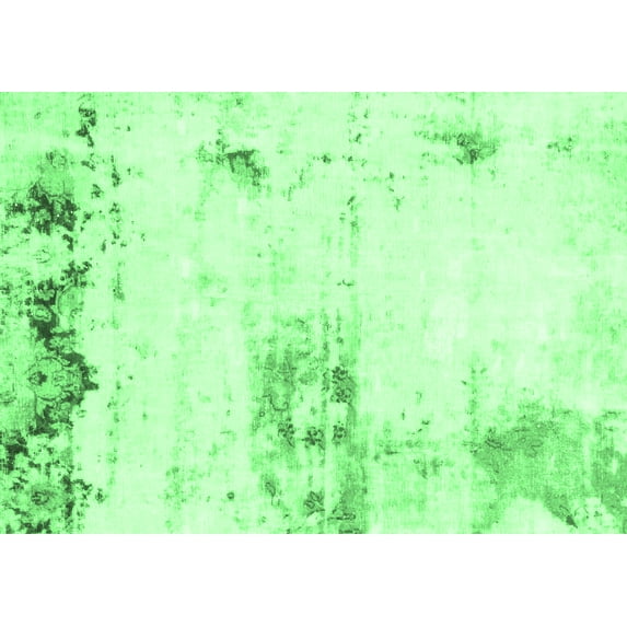 Ahgly Company Indoor Rectangle Abstract Emerald Green Modern Area Rugs, 7' x 9'