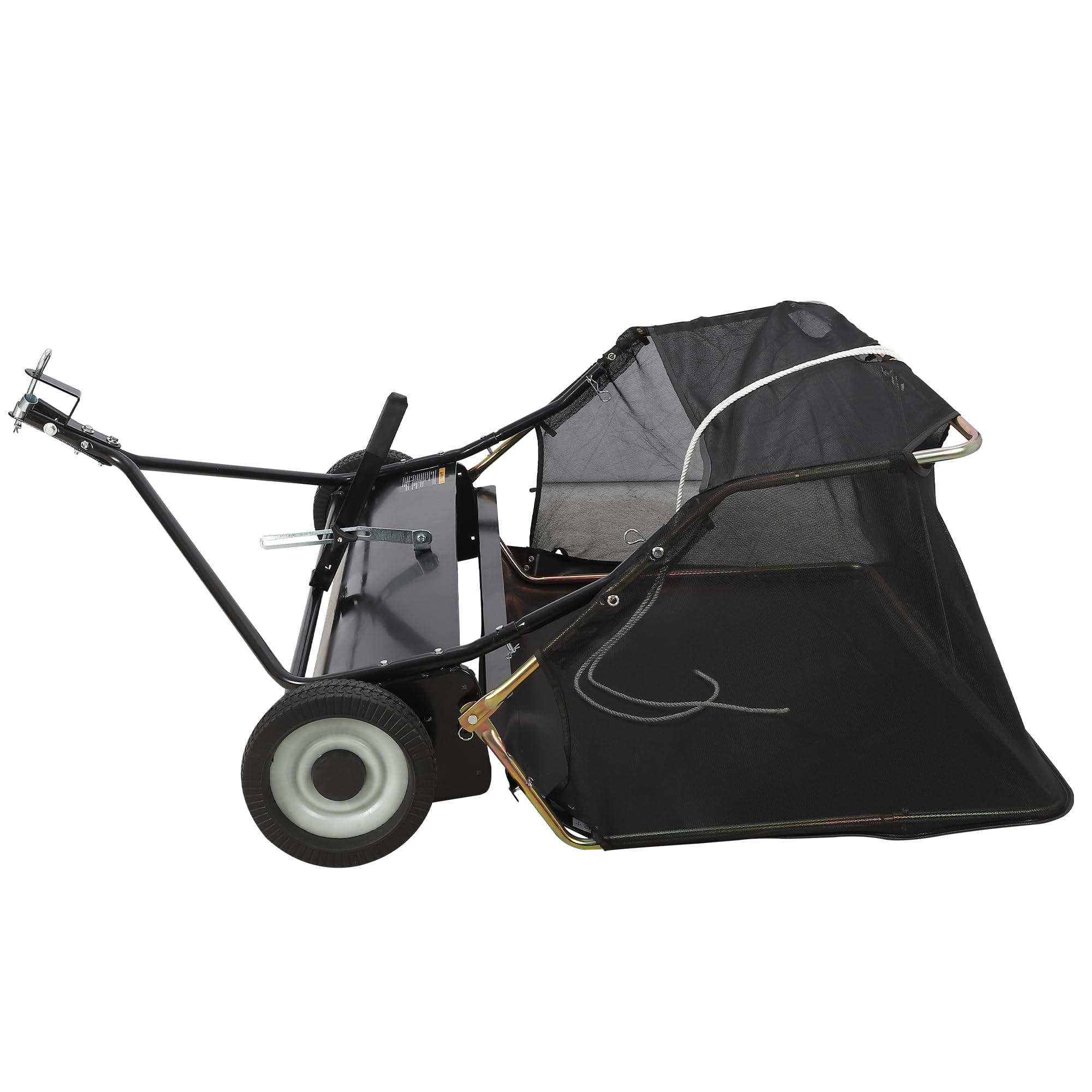 Tow Behind Lawn Sweeper, 50" Pull Behind Collector – Large Capacity Leaf & Grass Collector with Adjustable Height, Dumping Rope Design for Debris and Lawn Clippings