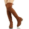 thumbnail image 4 of Soda Women's Faux Suede Over The Knee Low Heel Back Lace Tie Boot, Russet ,  10 M US, 4 of 6