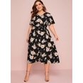 thumbnail image 3 of U.Vomade Women's Plus Size Dress Floral Button Dress, 3 of 6