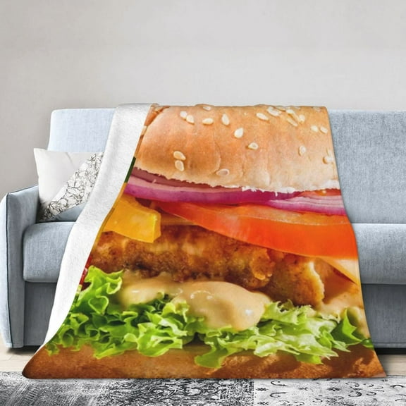 Wijzvio Cheeseburger Throw Blanket Soft Fuzzy Fleece Blanket For Couch Bed Living Room Decoration 40"X30"