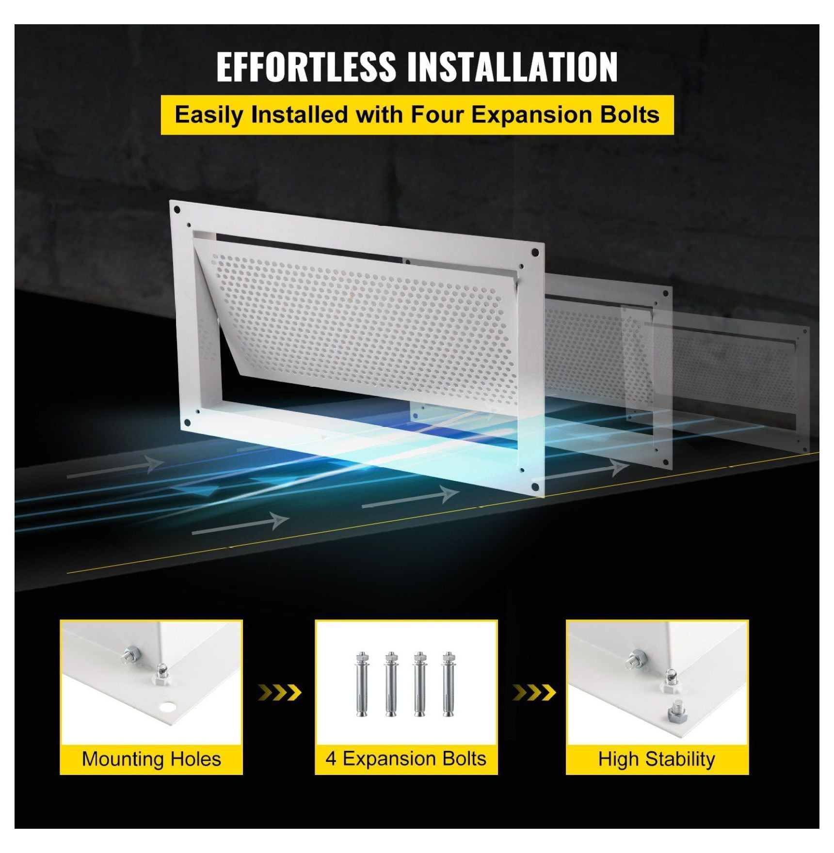 Flood Vent 8x16 Inch Foundation Vent - Crawl Space & Garage Flood Protection - White Wall Mount - Reduce Flood Risk & Insurance Costs