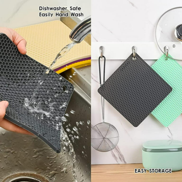 1/4 Pack Silicone Trivet Mat - 7”x7” Silicone Pot Holders For Kitchen &  Table - Non Slip Silicone Hot Pad & Coasters - Flexible Silicone Heat  Resistant Mat For Countertop 