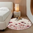 thumbnail image 2 of Pink Flowers Round Area Rug 8Ft Washable Large Circle Rugs for Living Room Dorm, Spring Watercolor Botanical Floral Beige Non-Slip Carpet Floor Mats Indoor Outdoor Carpet Runner Aesthetic Home Decor, 2 of 8
