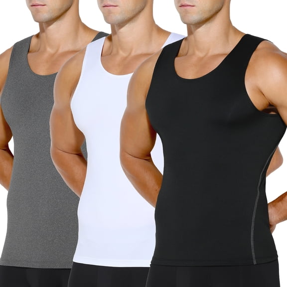 Arjen Kroos Mens Compression Shirt Slimming Body Shaper Tank Top Tummy Control Undershirts,3Pack