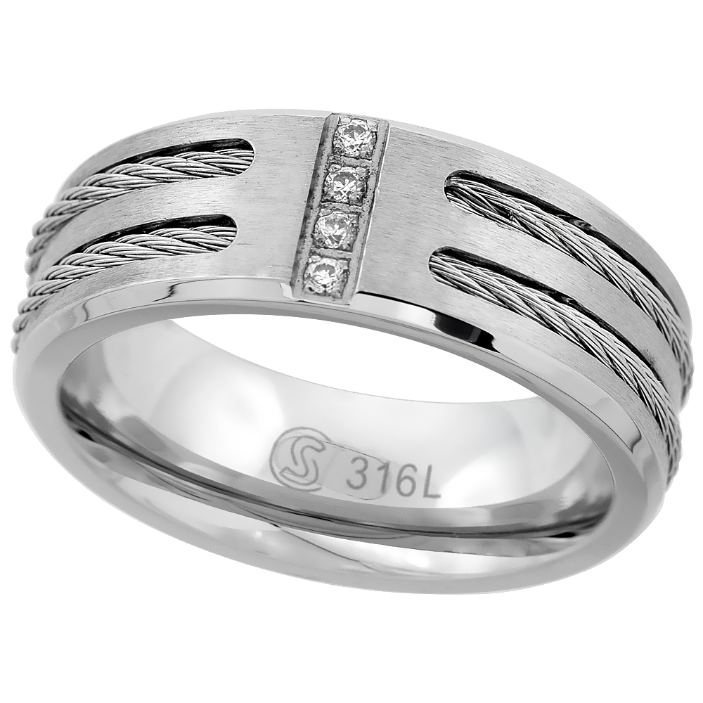 Titanium 8mm Comfort Fit Wedding Band Ring Star of David Pattern Sizes 6 to 14