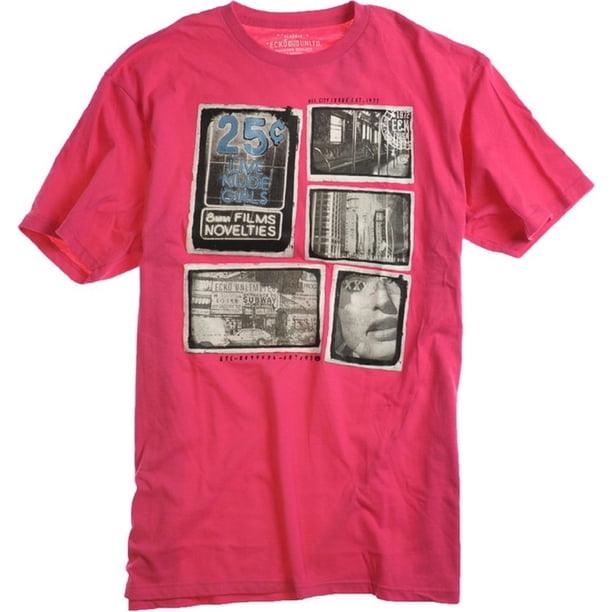 Ecko Unltd. Camiseta estampada con cuello redondo Backo Ny para hombre, rosa, pequeña