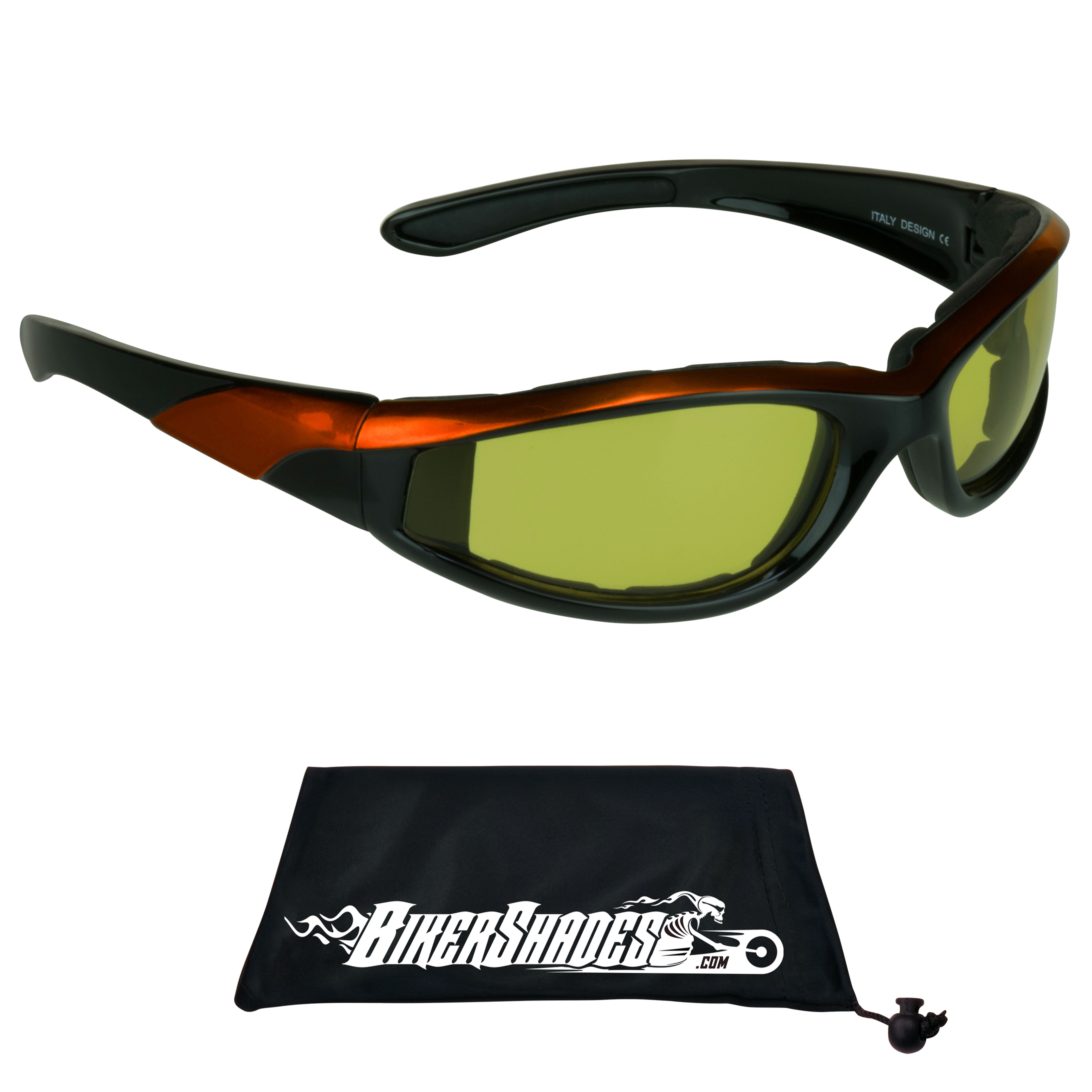 Bikershades Motorcycle Transitional Sunglass Day Night Riding Photochromic Orange Yellow
