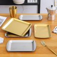 thumbnail image 3 of Dinner Plate 304 Stainless Steel Rectangular Plate Barbecue Plategold1pcs, 3 of 5
