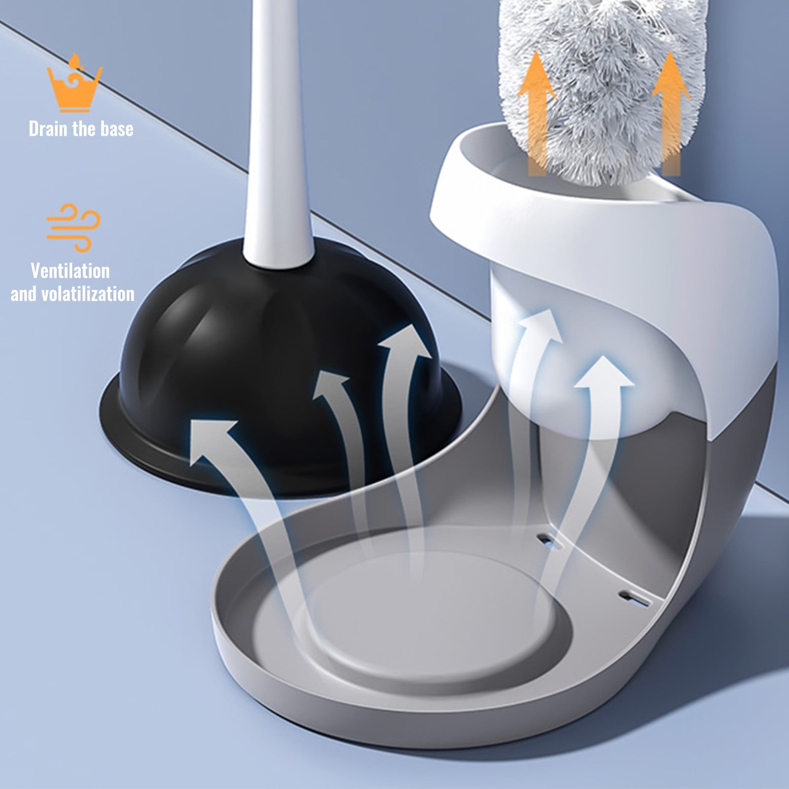 BIBABLYKE Toilet Plunger and Toilet Bowl Brush Combo No Dead Corner Cleaning Brush with Holder Bathroom Toilet Cleaning Tools
