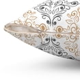 thumbnail image 3 of Tan & Grey Floral Pattern - Spun Polyester Square Pillow, 3 of 3