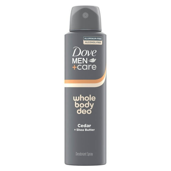 Dove Men Care Whole Body Deo Aluminum Free Deodorant Spray Suitable from Pits, Privates, to Feet Cedar   Shea Butter with Vitamin E, 4 oz