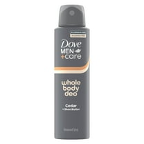 Dove Men Care Whole Body Deo Aluminum Free Deodorant Spray Suitable from Pits, Privates, to Feet Cedar Shea Butter with Vitamin E, 4 oz