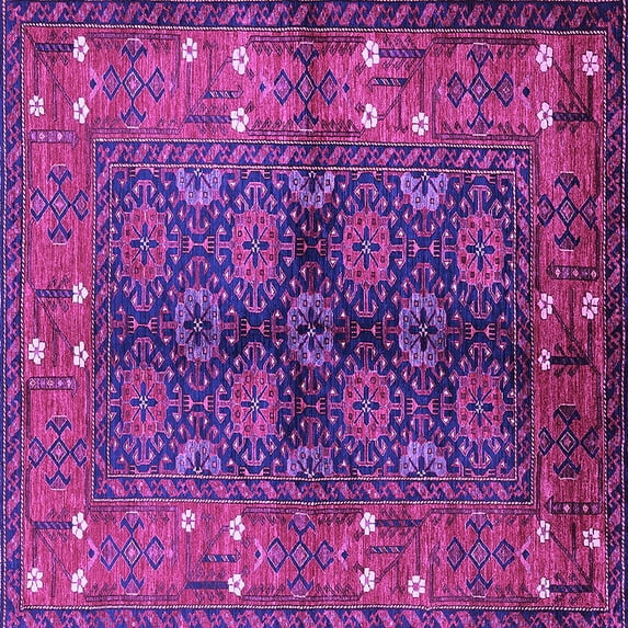 Ahgly Company Indoor Square Oriental Purple Industrial Area Rugs, 3' Square