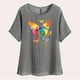 thumbnail image 4 of Vestidos Casuales Para Mujer, Blusas De Mujer De Moda Camisetas estampadas de moda para mujer, blusas casuales de lino holgadas de manga corta con cuello redondo y raglán, 4 of 7