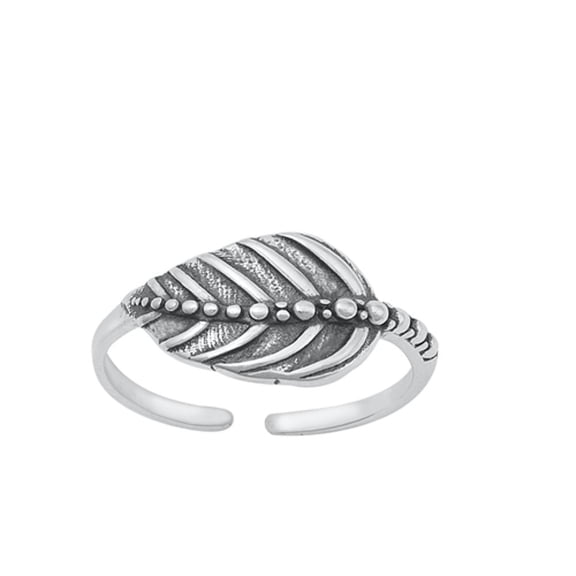 Sterling Silver Oxidized Bali Leaf Toe Midi Adjustable Ring .925 Band Jewelry Female Unisex