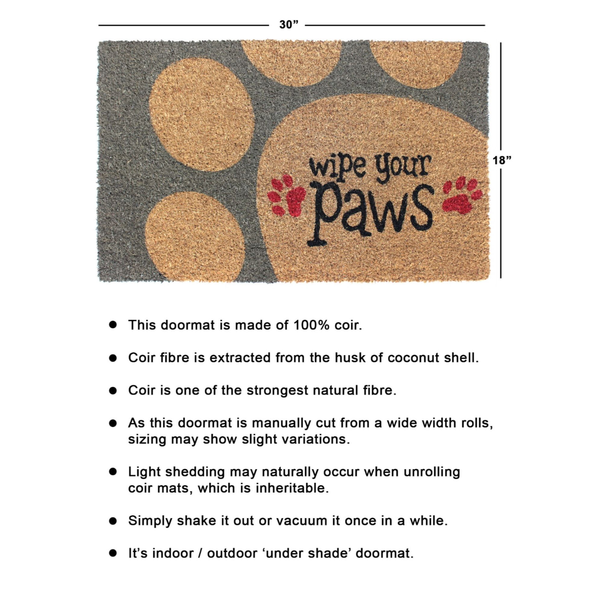 Rugsmith Red Machine Tufted Wipe Your Paws Doormat, 18" x 30"