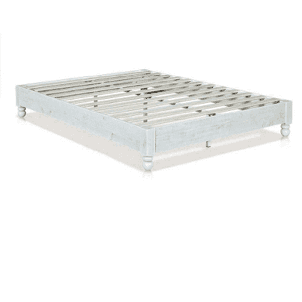 12 Inch Solid Wood Frame Platform Bed, Rustic Wood Bed Frame White