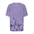 thumbnail image 5 of JTZGDY Short Sleeve V Neck Tops for Women Cute Summer Floral Printed Oversized Tunic Blouse Dressy Casual Basic Workout Tees Shirt Purple#02 S, 5 of 8
