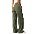 thumbnail image 6 of ClodeEU Women's Drawstring Elastic High Waist Wide Leg Corduroy Pants,Solid Color Loose Casual Trousers With Pockets ,Women's Plus S, 6 of 7