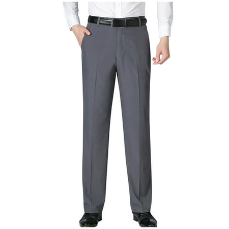 SEAOPEN Deals Men s Slim Fit Dress Pants Stretch Casual Business Suit Pants Waist Golf Pants under 10 dollars Gray S