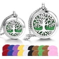 thumbnail image 1 of Aromatherapy Essential Oil Diffuser Necklace Tree of Life Cloud Pattern Stainless Steel Locket Pendant Christmas Birthday Gift for Women Men Teen XN059-060-1, 1 of 8