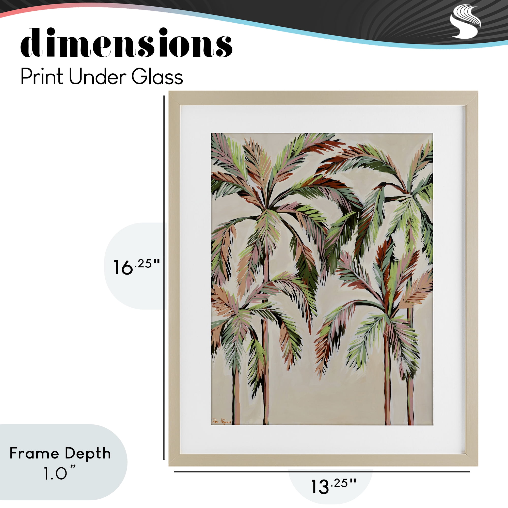Stupell Industries Blushing Palm Tree Canopy Birch Framed Print Under Glass, design by Dani Heyward