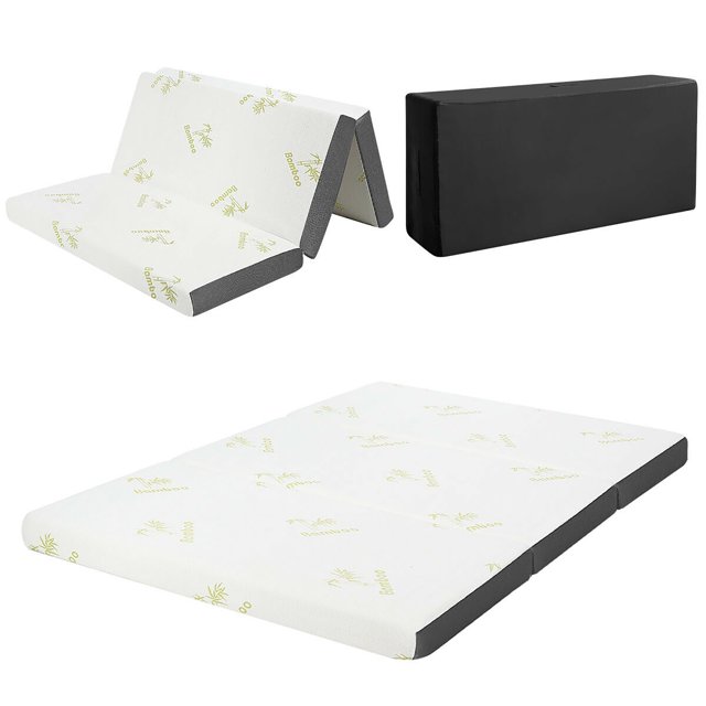 Costway 4'' Full Size Tri-Folding Memory Mattress W/ Carry Bag