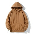 thumbnail image 4 of Mens Hoodies Pullover 2025 Fall Winter Long Sleeve Drop Shoulder Plain Oversized Hoodie with Pockets Hooded Sweatshirt, 4 of 5