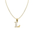 thumbnail image 1 of Precious Stars 14K Two-Tone Gold Diamond-cut Initial Letter 'L' Pendant with 20" Chain Necklace, 1 of 5