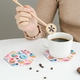 thumbnail image 6 of Disketp Cupcakes And Donuts Funny Coasters,6 Pcs Leather Coasters With Holder, Perfect Housewarming Hostess Gifts,Protect Furniture From Water Marks Scratch And Damage, 6 of 9