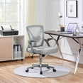 thumbnail image 3 of Mesh Office Chair Ergonomic Swivel Computer Chair with Flip-up Arms Adjustable Height Lumbar Support for Home Office Study Meeting, Gray, 3 of 10