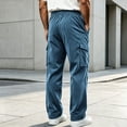 thumbnail image 6 of MXALUOB Men's Corduroy Pants Cargo Textured Drawstring Trousers with Flap Pockets Ribbed Wide Leg Elastic Waist Casual Pant for Winter, 6 of 6