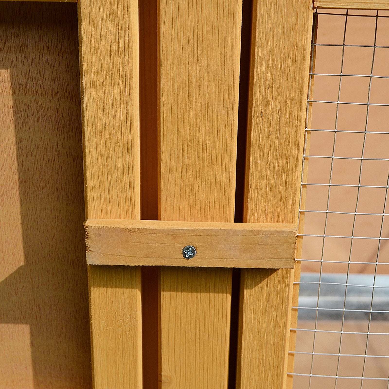 Wooden Rabbit Hutch Bunny Cage with Openable Waterproof Roof, No Leak Tray Sturdy Fir Wood Build for Indoor Outdoor