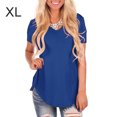 thumbnail image 2 of Sonducket Camiseta de mujer con cuello en V Blusa casual Color sólido Color sólido Manga corta Top Prendas para la parte del cuerpo Azul XL Sonducket AP003157-36, 2 of 6